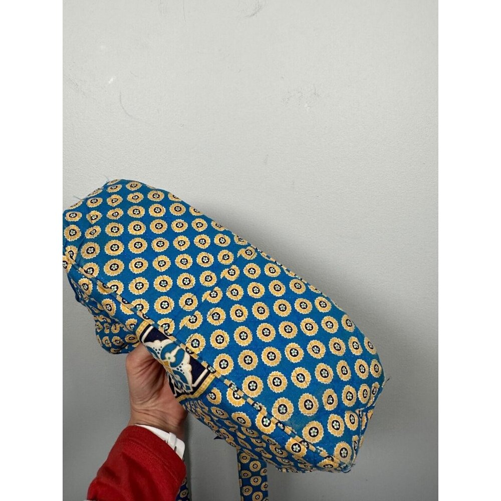 Vera Bradley Floral Shoulder Bag Yellow‎ Blue Zip Pockets Adjustable - Picture 15 of 16